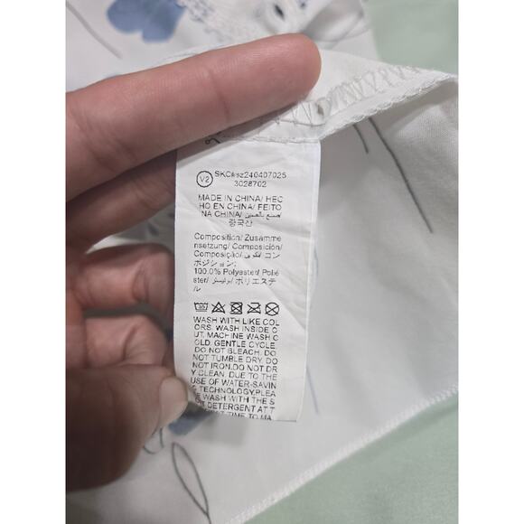 Shein medium women's white floral blouse with elastic cuffed sleeves - Picture 6 of 8